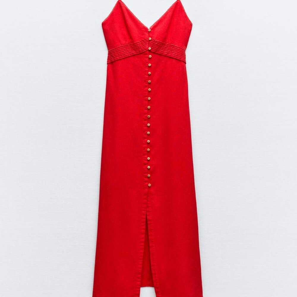 NWT Strappy Linen Blend Midi Dress
